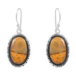 Bumble Bee Jasper 1.5â€³ 925 Sterling Silver Earring (REXT27-85)