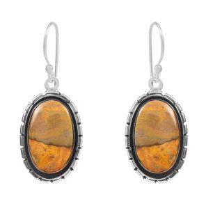 Bumble Bee Jasper 1.5â€³ 925 Sterling Silver Earring (REXT27-85)