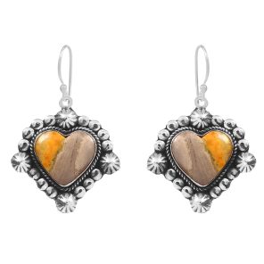 Bumble Bee Jasper 1.5â€³ 925 Sterling Silver Earring (REXT27-152)