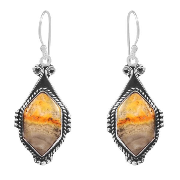 Bumble Bee Jasper 1.5â€³ 925 Sterling Silver Earring (REXT27-299)