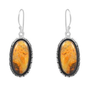 Bumble Bee Jasper 1.5â€³ 925 Sterling Silver Earring (REXT27-87)