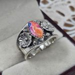 Pink Dahlia Turquoise 925 Sterling Silver Ring (RS61-409)