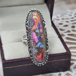 Pink Dahlia Turquoise 925 Sterling Silver Ring (RS61-406)
