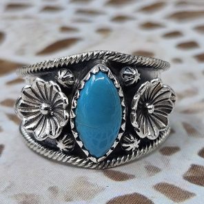 Kingman Turquoise 925 Sterling Silver Ring (RS61-408)