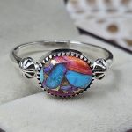 Pink Dahlia Turquoise 925 Sterling Silver Ring (REXT42-228)