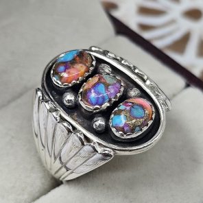 Pink Dahlia Turquoise 925 Sterling Silver Ring (REXT42-232)