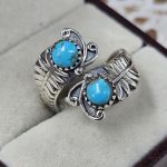 Kingman Turquoise 925 Sterling Silver Bypass Ring (REXT29-291)