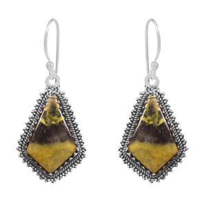 Bumble Bee Jasper 1.5â€³ 925 Sterling Silver Earring (REXT27-173)