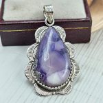 Chevron Amethyst 2" 925 Sterling Silver Pendant (REXT94-66)