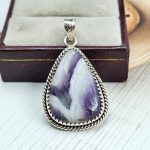 Chevron Amethyst 1.75" 925 Sterling Silver Pendant (REXT94-67)