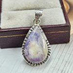 Chevron Amethyst 1.5" 925 Sterling Silver Pendant (REXT94-68)