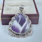 Chevron Amethyst 2" 925 Sterling Silver Pendant (REXT94-76)