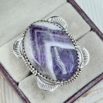 Chevron Amethyst Size US 10  925 Sterling Silver Ring (REXT94-63)