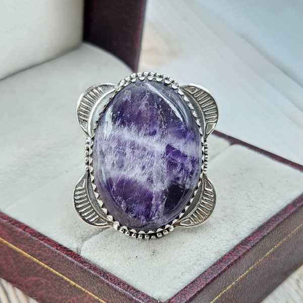 Chevron Amethyst Size US 8 925 Sterling Silver Ring (REXT94-46) - Image 2
