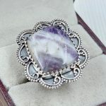 Chevron Amethyst Size US 10  925 Sterling Silver Ring (REXT94-64)