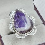 Chevron Amethyst Size US 8 925 Sterling Silver Ring (REXT94-47)