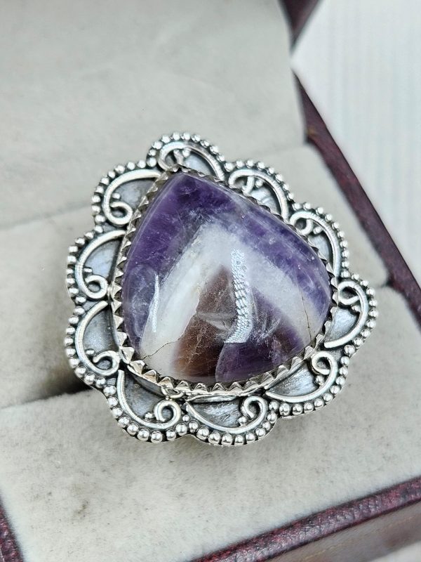 Chevron Amethyst Size US 6 925 Sterling Silver Ring (REXT94-31)