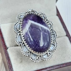Chevron Amethyst Size US 10 925 Sterling Silver Ring (REXT94-59)