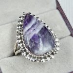 Chevron Amethyst Size US 10  925 Sterling Silver Ring (REXT94-60)