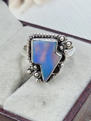 Aurora Opal Bolt Size US 7 925 Sterling Silver Ring (RS56-77)