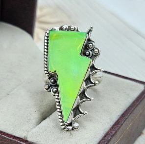 Aurora Opal Bolt Size US 7 925 Sterling Silver Ring (RS56-81)