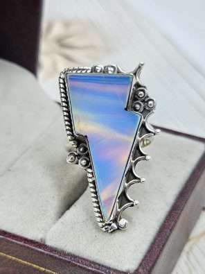 Aurora Opal Bolt Size US 8 925 Sterling Silver Ring (RS56-86)