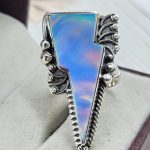 Aurora Opal Bolt Size US 7 925 Sterling Silver Ring (RS56-74)