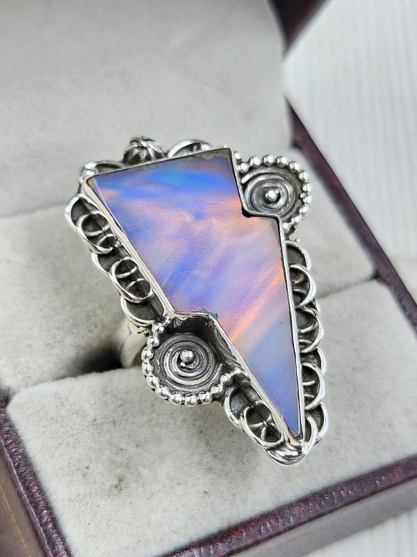 Aurora Opal Bolt Size US 8 925 Sterling Silver Ring (RS56-83) - Image 2
