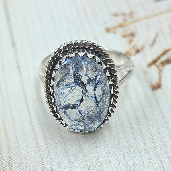 Cracked Crystal Quartz Size US 6 925 Sterling Silver Ring (REXT55-124) - Image 2
