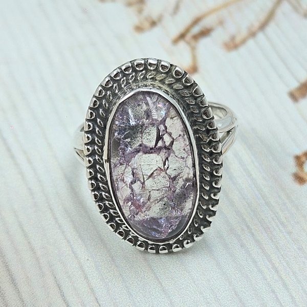 Cracked Crystal Quartz Size US 6 925 Sterling Silver Ring (REXT55-125) - Image 2