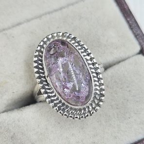 Cracked Crystal Quartz Size US 6 925 Sterling Silver Ring (REXT55-125)