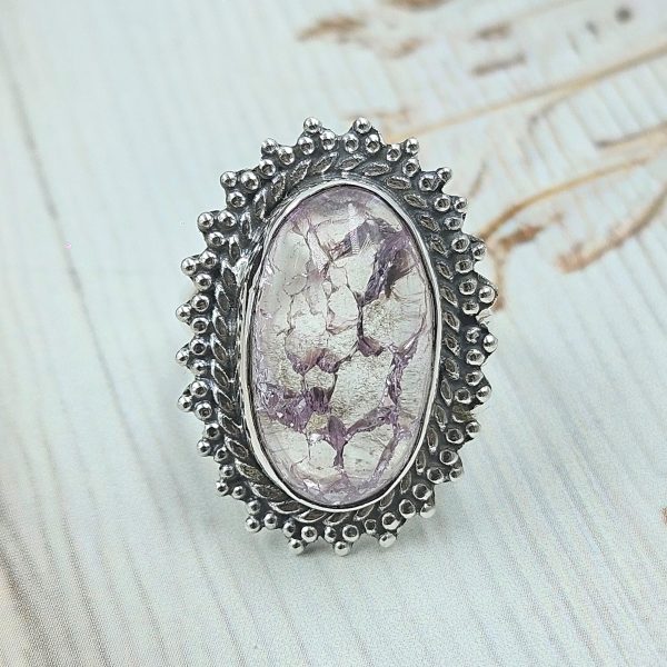Cracked Crystal Quartz Size US 7 925 Sterling Silver Ring (REXT55-127) - Image 2