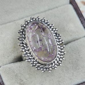 Cracked Crystal Quartz Size US 7 925 Sterling Silver Ring (REXT55-127)