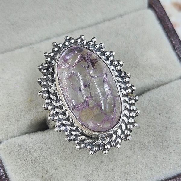 Cracked Crystal Quartz Size US 7 925 Sterling Silver Ring (REXT55-127)