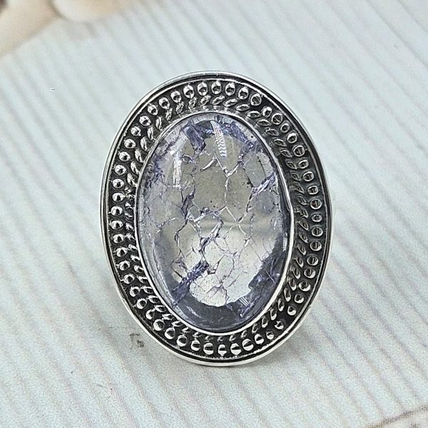 Cracked Crystal Quartz Size US 7 925 Sterling Silver Ring (REXT55-128) - Image 2