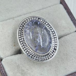 Cracked Crystal Quartz Size US 7 925 Sterling Silver Ring (REXT55-128)