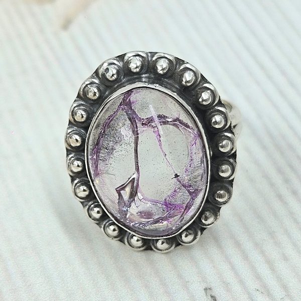 Cracked Crystal Quartz Size US 6 925 Sterling Silver Ring (REXT55-112) - Image 2