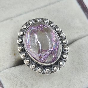 Cracked Crystal Quartz Size US 6 925 Sterling Silver Ring (REXT55-112)