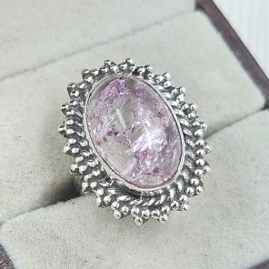 Cracked Crystal Quartz Size US 7 925 Sterling Silver Ring (REXT55-129)