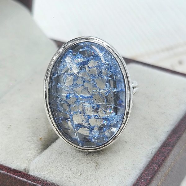 Cracked Crystal Quartz Size US 7 925 Sterling Silver Ring (REXT55-130) - Image 2