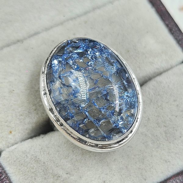 Cracked Crystal Quartz Size US 7 925 Sterling Silver Ring (REXT55-130)