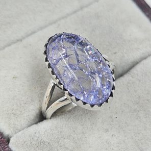 Cracked Crystal Quartz Size US 7 925 Sterling Silver Ring (REXT55-132)