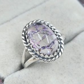 Cracked Crystal Quartz Size US 7 925 Sterling Silver Ring (REXT55-133)