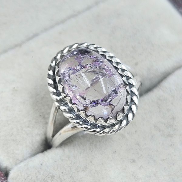 Cracked Crystal Quartz Size US 7 925 Sterling Silver Ring (REXT55-133)