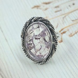 Cracked Crystal Quartz Size US 7 925 Sterling Silver Ring (REXT55-134)