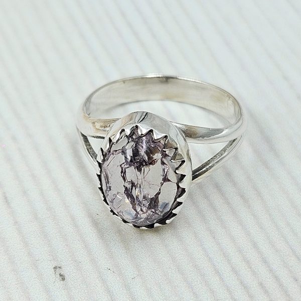 Cracked Crystal Quartz Size US 6 925 Sterling Silver Ring (REXT55-120) - Image 2