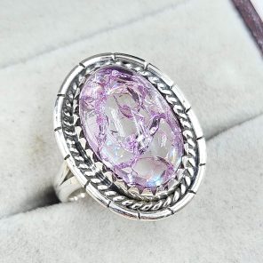 Cracked Crystal Quartz Size US 6 925 Sterling Silver Ring (REXT55-121)