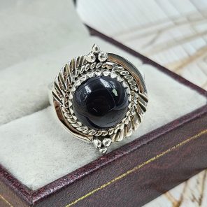 Black Onyx 925 Sterling Silver Ring (RS39-9)
