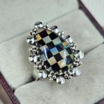 Aurora Opal Checkerboard Size US 7 925 Sterling Silver Ring (RS35-48)