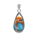 Spiny Oyster Turquoise 1.5" 925 Sterling Silver Pendant (REXT11-303)
